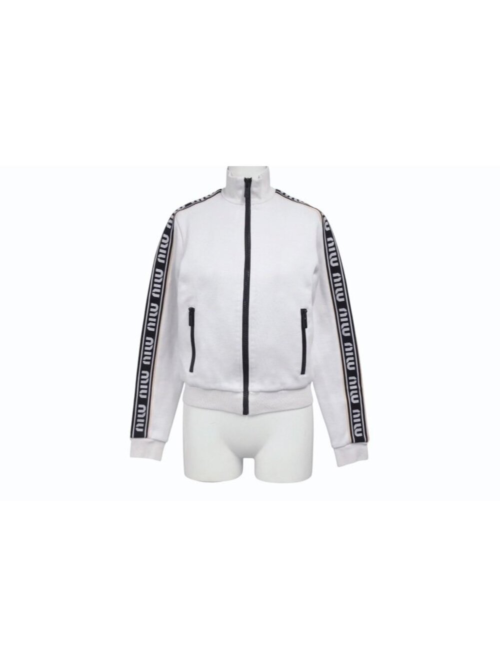 Miu Miu 20 SS Truck Jacket S Arm Logo Light Gray Cotton Polyamide 4